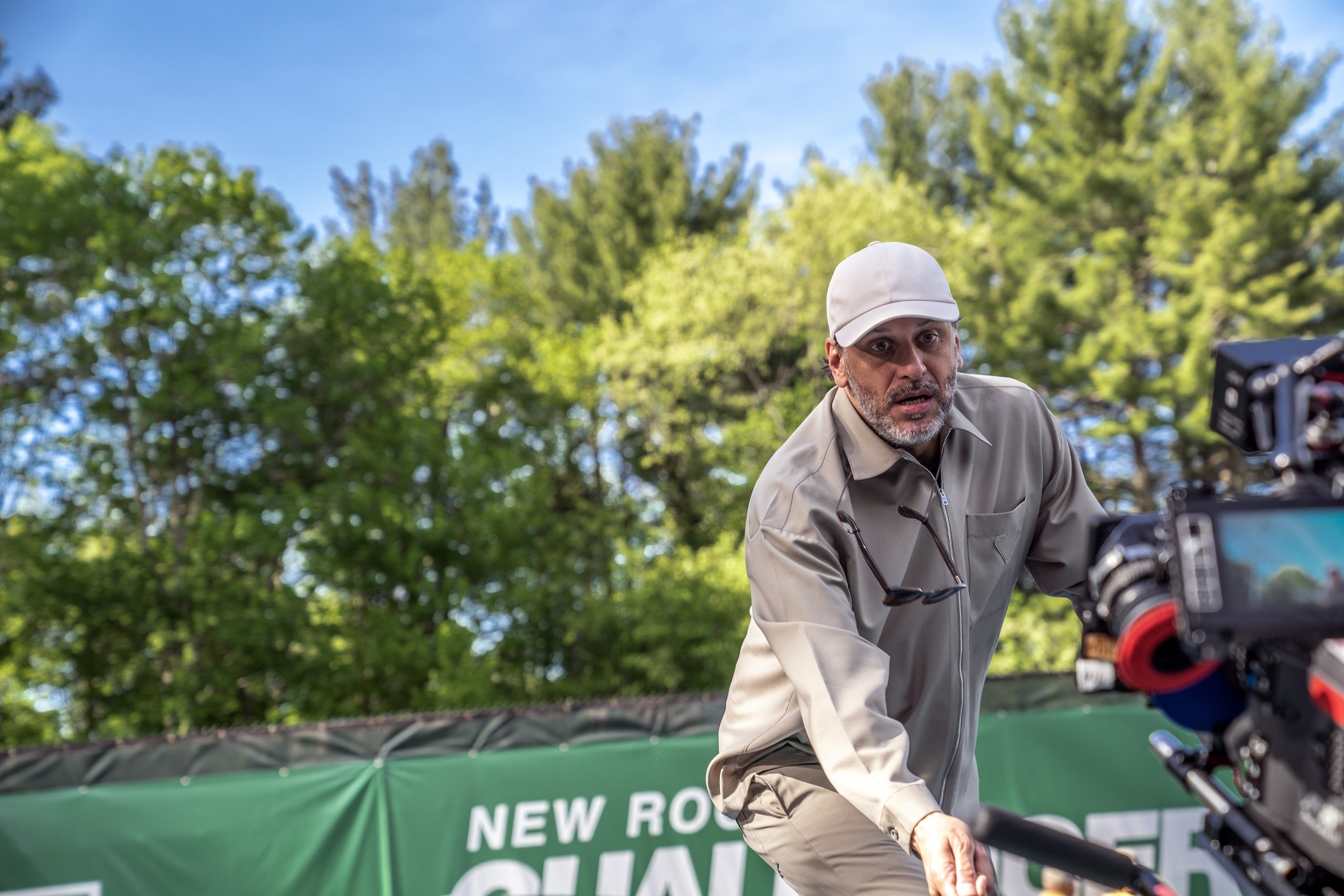 Luca Guadagnino on the set of Challengers