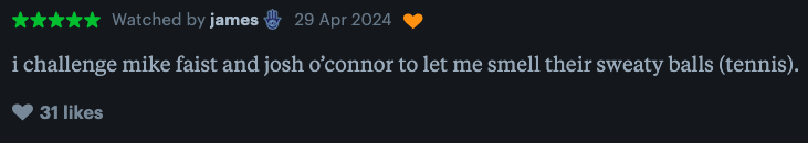Comment challenging Mike Faist and Josh O&#x27;Connor to a whimsical, tennis-related dare, dated from April 2022