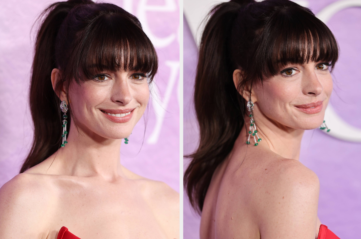 Anne Hathaway Wore A Modern Twist On A Classic Romantic Red Dress To 