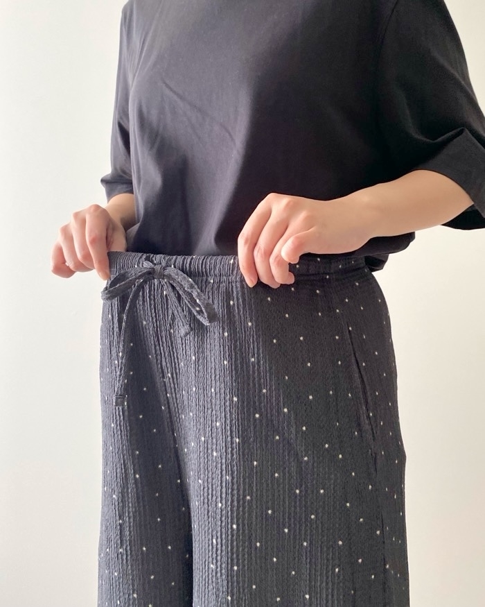 GU（ジーユー）のおすすめファッションアイテム「ラウンジフレアパンツ（ドット）+E」