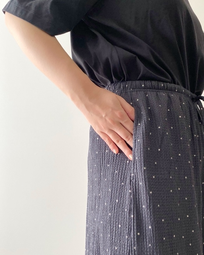 GU（ジーユー）のおすすめファッションアイテム「ラウンジフレアパンツ（ドット）+E」