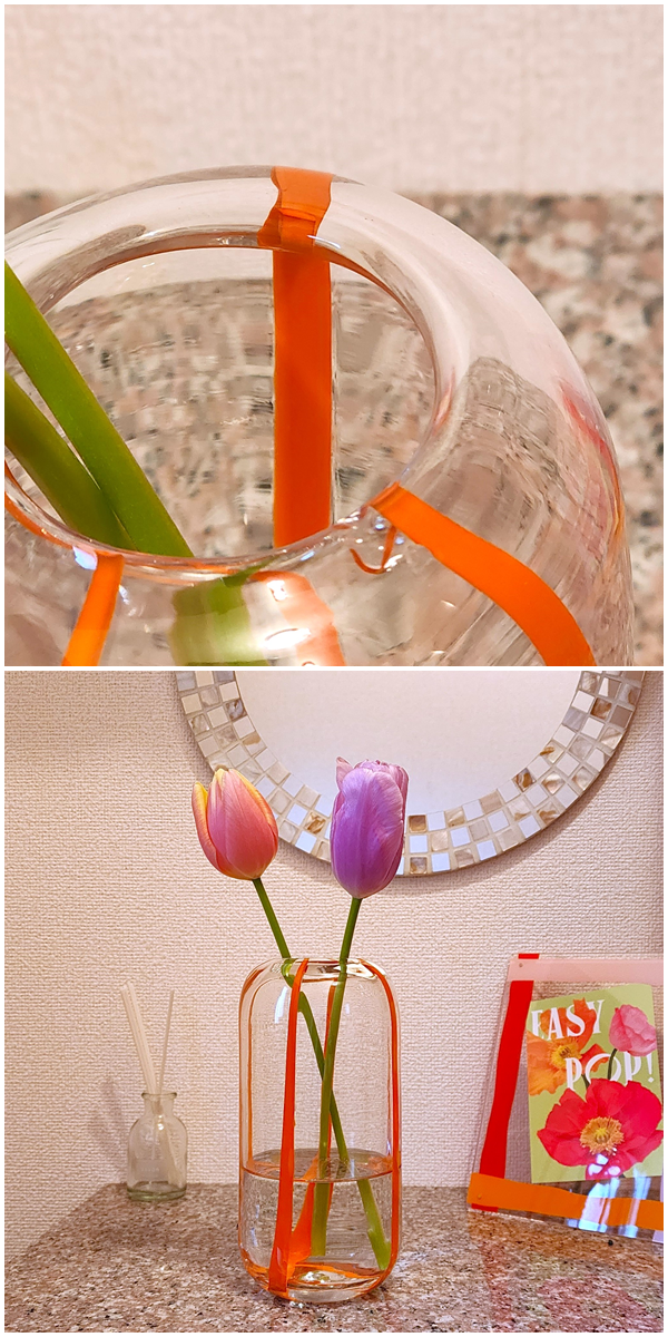 Francfranc(フランフラン)のおすすめ花瓶「ポップストライプフラワーベース M オレンジ」