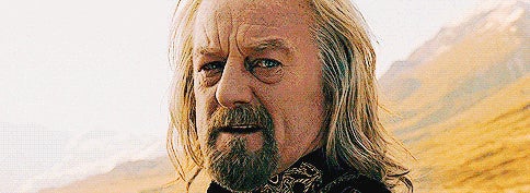 Theoden, a character from The Lord of the Rings, looks sorrowful; text overlay: "No parent should have to bury their child."