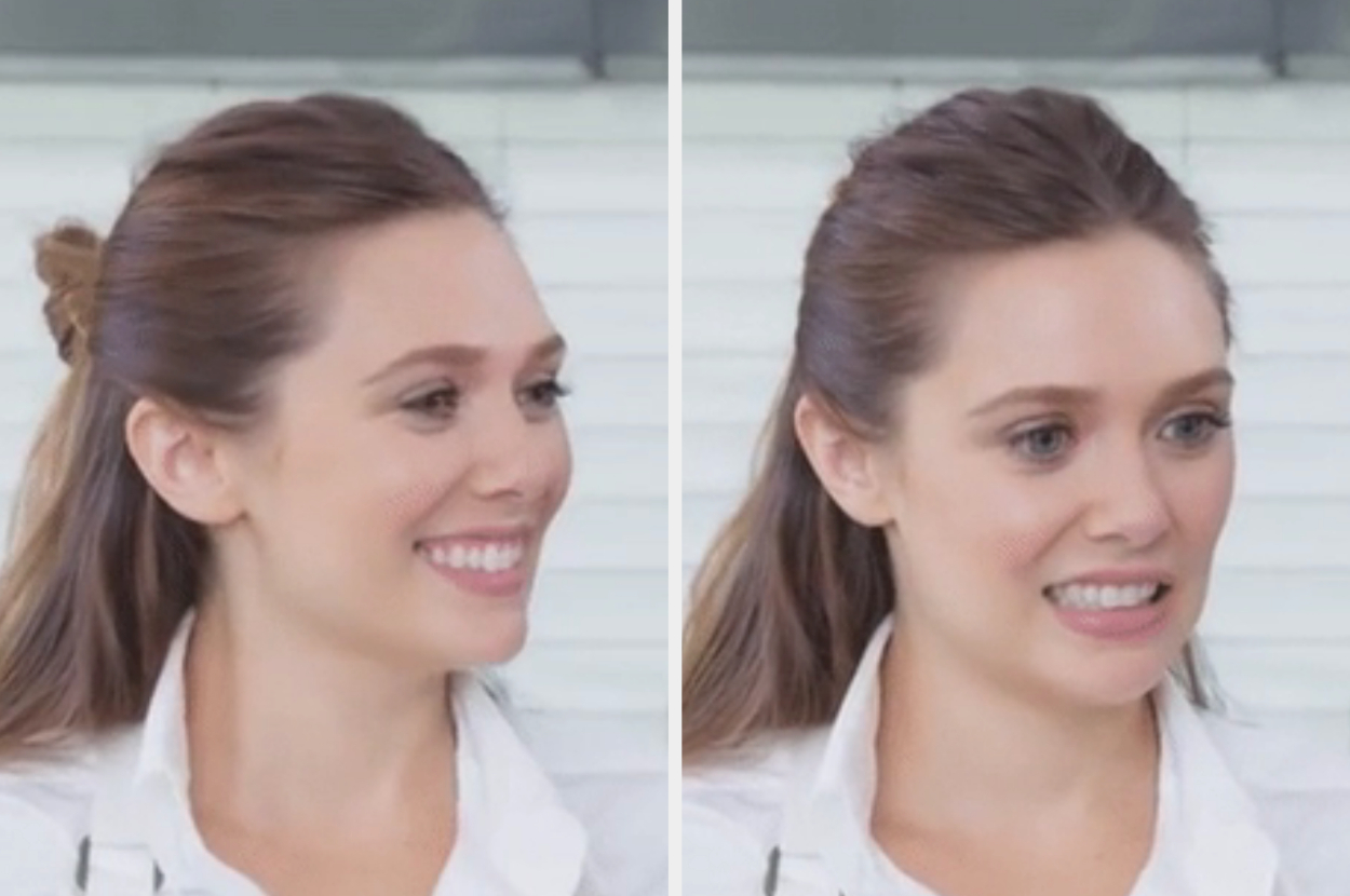 Woman with updo hair speaking and smiling