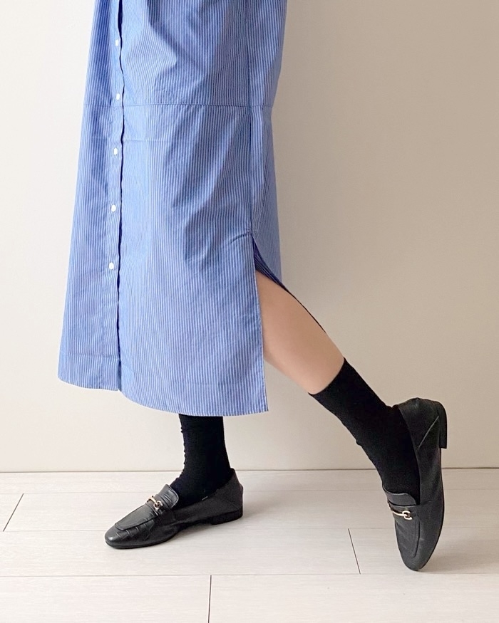 無印良品のおすすめファッションアイテム「婦人 シワになりにくい ブロードスタンドカラー長袖ワンピース」