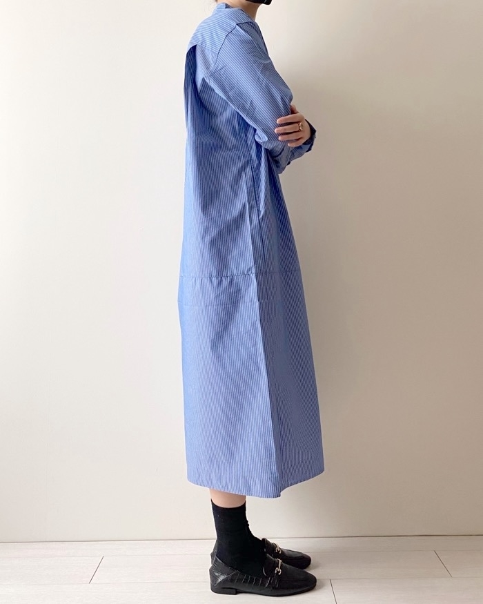 無印良品のおすすめファッションアイテム「婦人 シワになりにくい ブロードスタンドカラー長袖ワンピース」