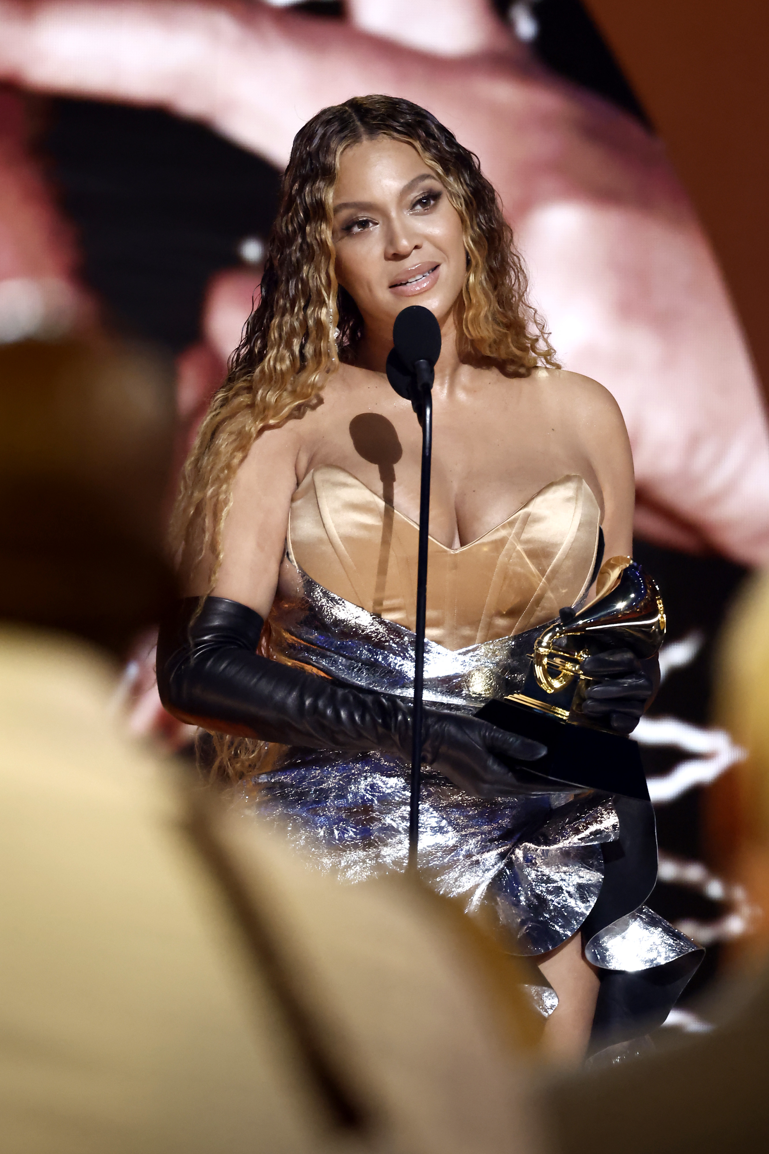 Beyoncé accepting her Grammy
