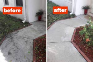 a before and after for a multipurpose outdoor cleaner