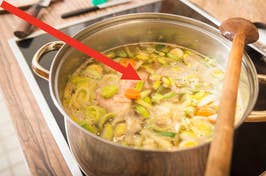 A pot of soup boiling