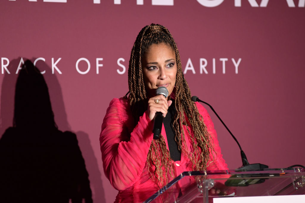 Amanda Seales speaking at an event