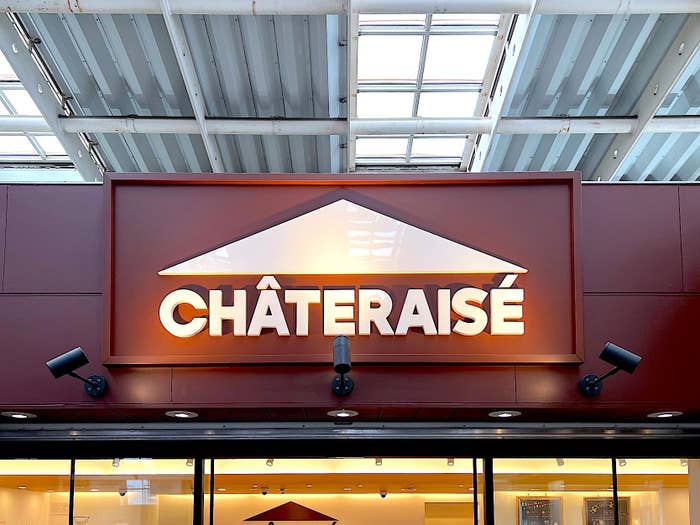 Storefront sign of Chateraise with backlit letters