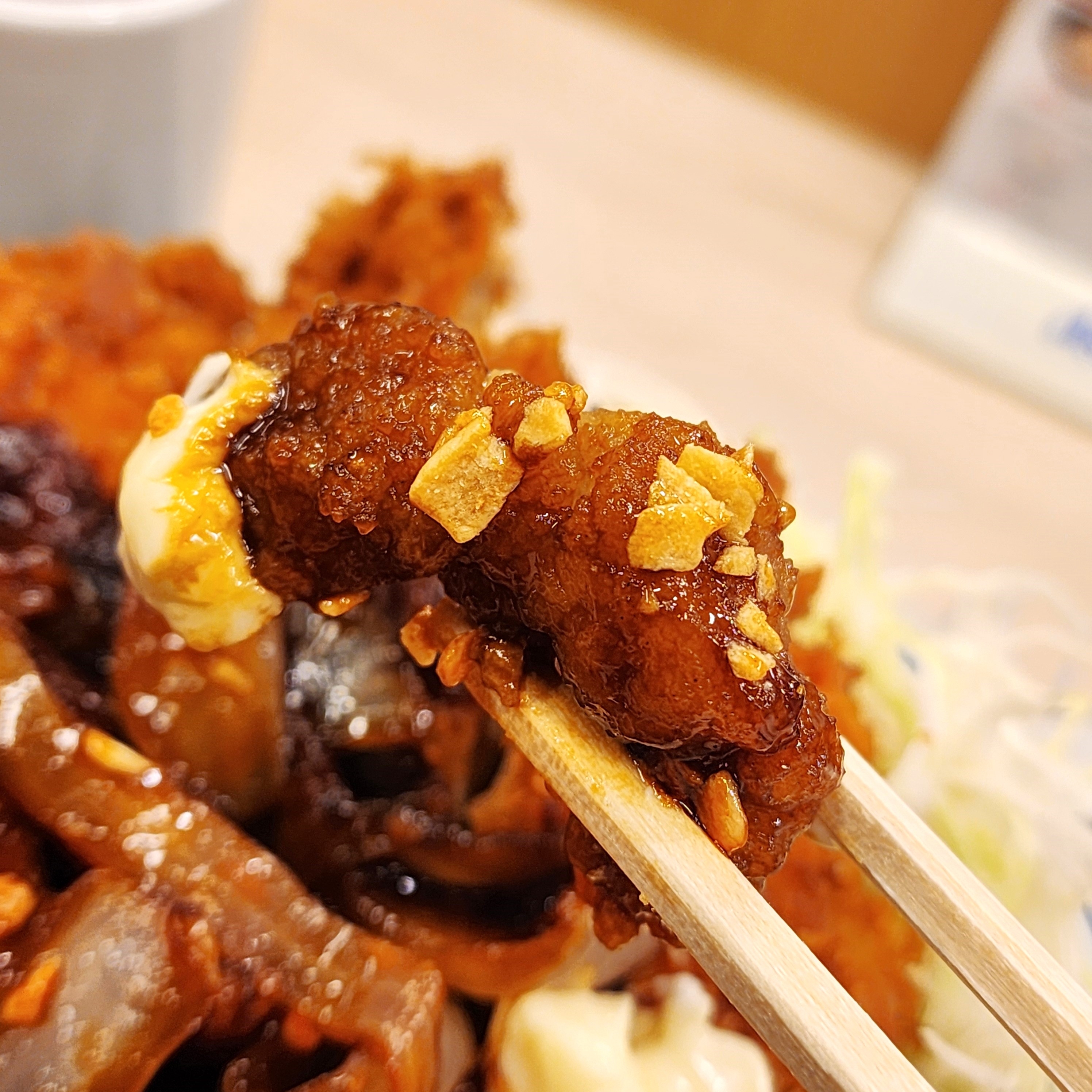 かつやのおすすめフード「トンテキとチキンカツの合い盛り丼」