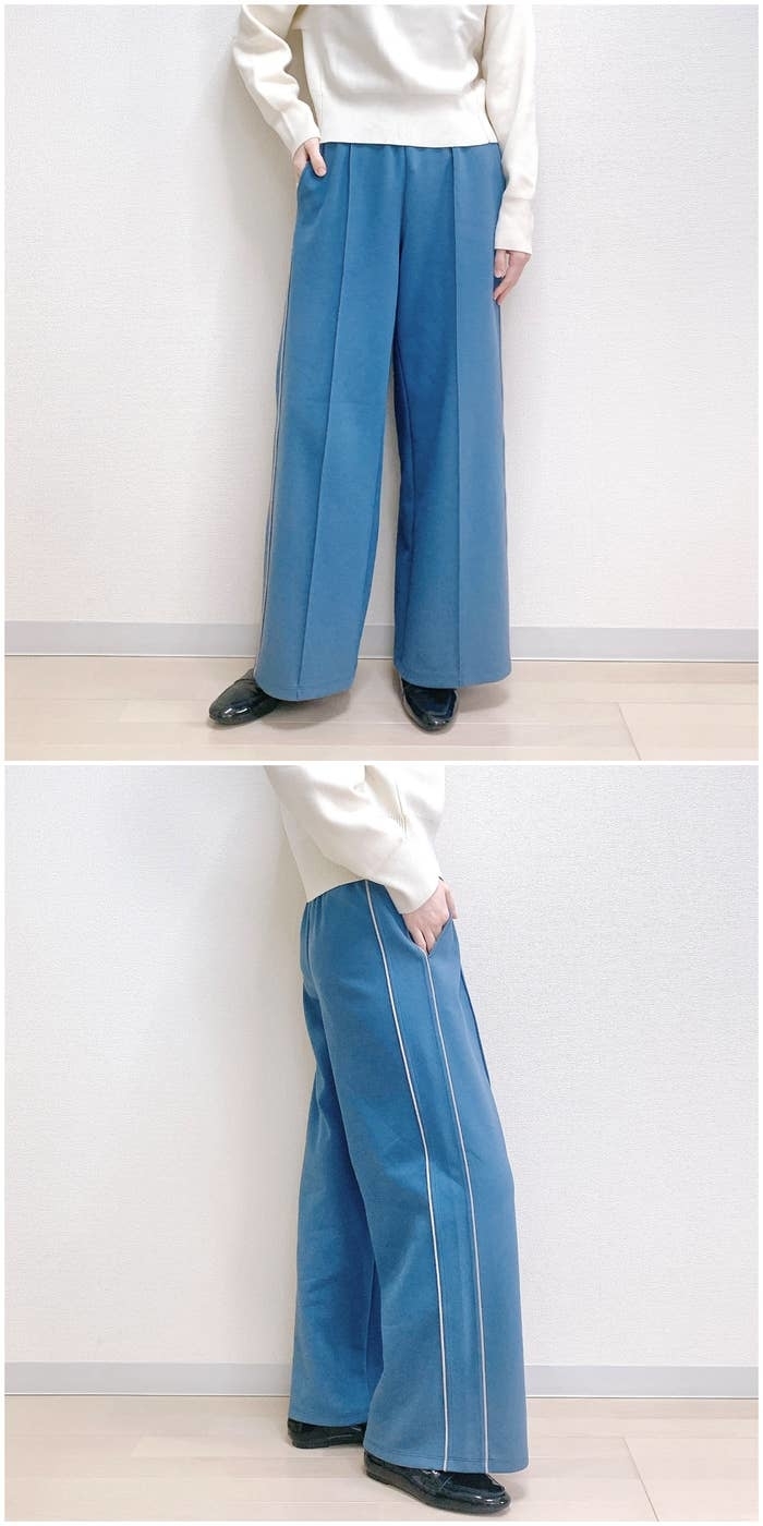 GUのおすすめファッションアイテム「サイドライントラックパンツQ+E」