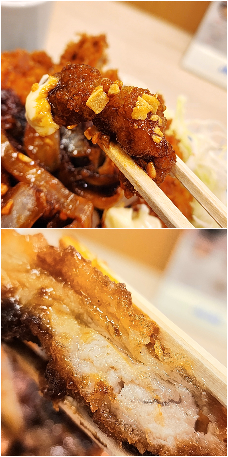かつやのおすすめフード「トンテキとチキンカツの合い盛り丼」