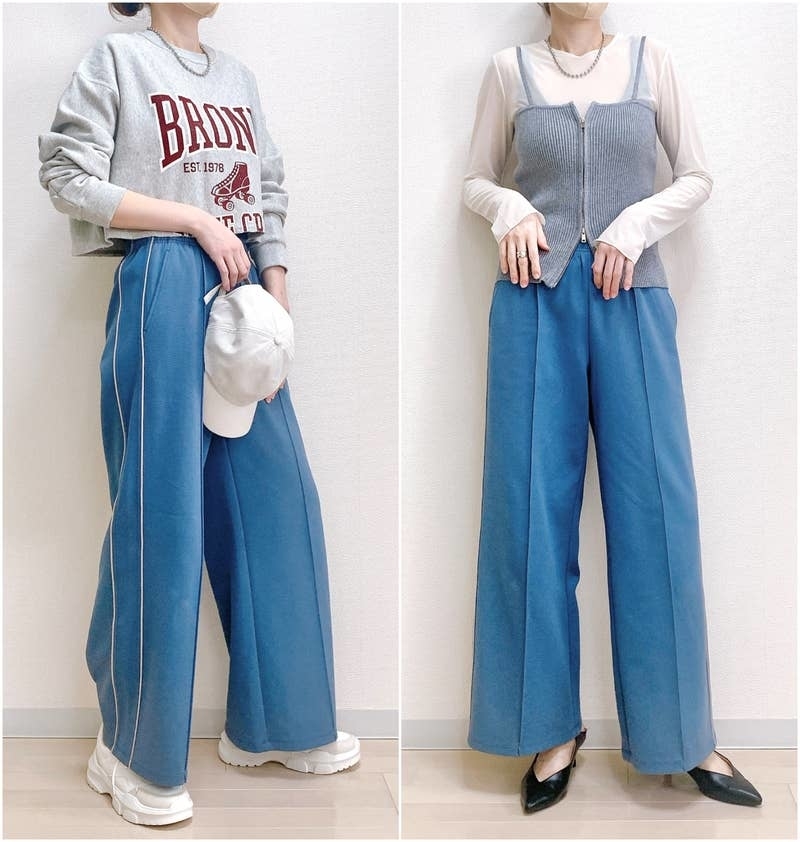 GUのおすすめファッションアイテム「サイドライントラックパンツQ+E」