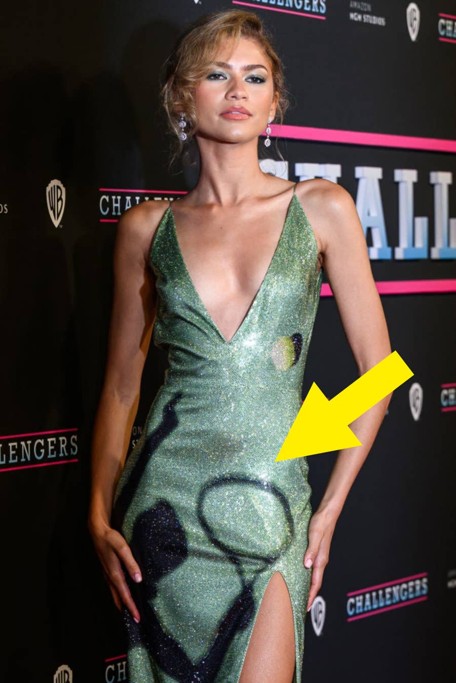 zendaya green dress challengers Zendaya Dons an Artful Green and White Erdem Gown for GMA