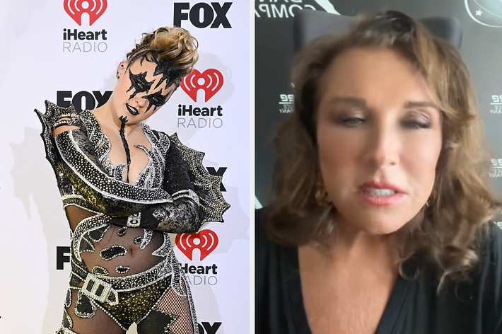 JoJo Siwa in a spiked shoulder ensemble vs Abby Lee Miller speaking