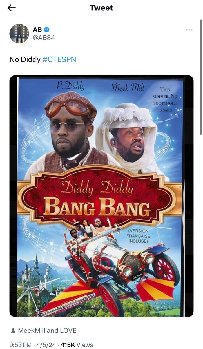 Tweet showing a photoshopped movie poster with two male celebrities as characters riding a motorbike. The image is humorous and not from an actual film