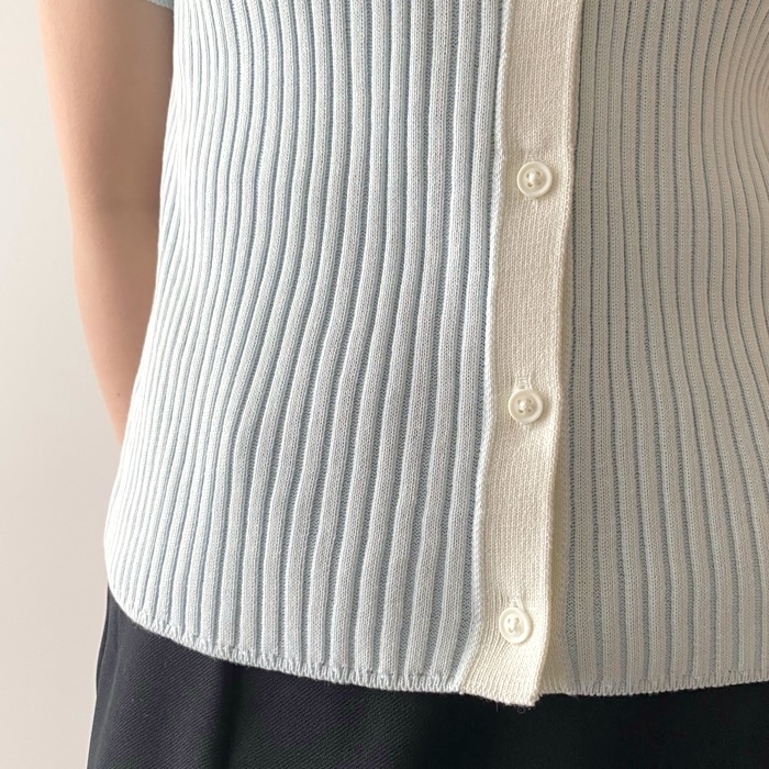 ユニクロのおすすめトップス「リブボーダーポロカーディガン（半袖）」