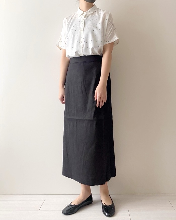 無印良品 ヘンプ混 ストレッチ ストレート スカート XL 黒 完売品 MUJI セール】婦人 ヘンプ混ストレッチストレートスカート（スカート