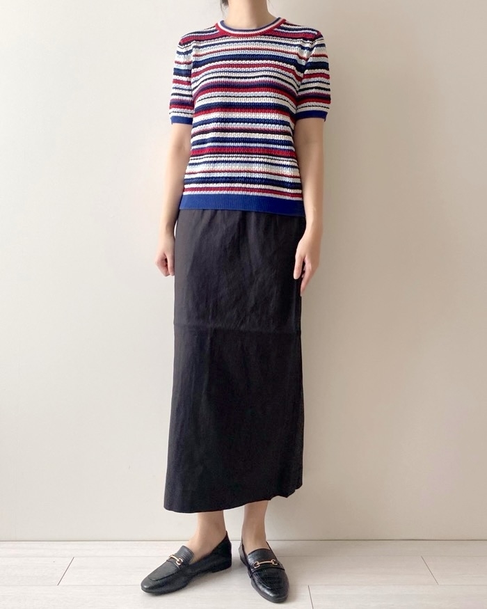 無印良品 ヘンプ混 ストレッチ ストレート スカート XL 黒 完売品 MUJI セール】婦人 ヘンプ混ストレッチストレートスカート（スカート