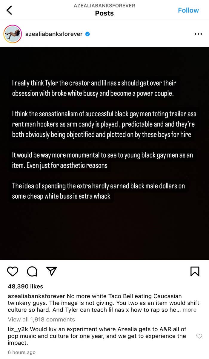 Text summary: Post by Azealia Banks criticizing Tyler the Creator and Iggy Azalea, suggesting they move past their feuds and focus on music over negative attention