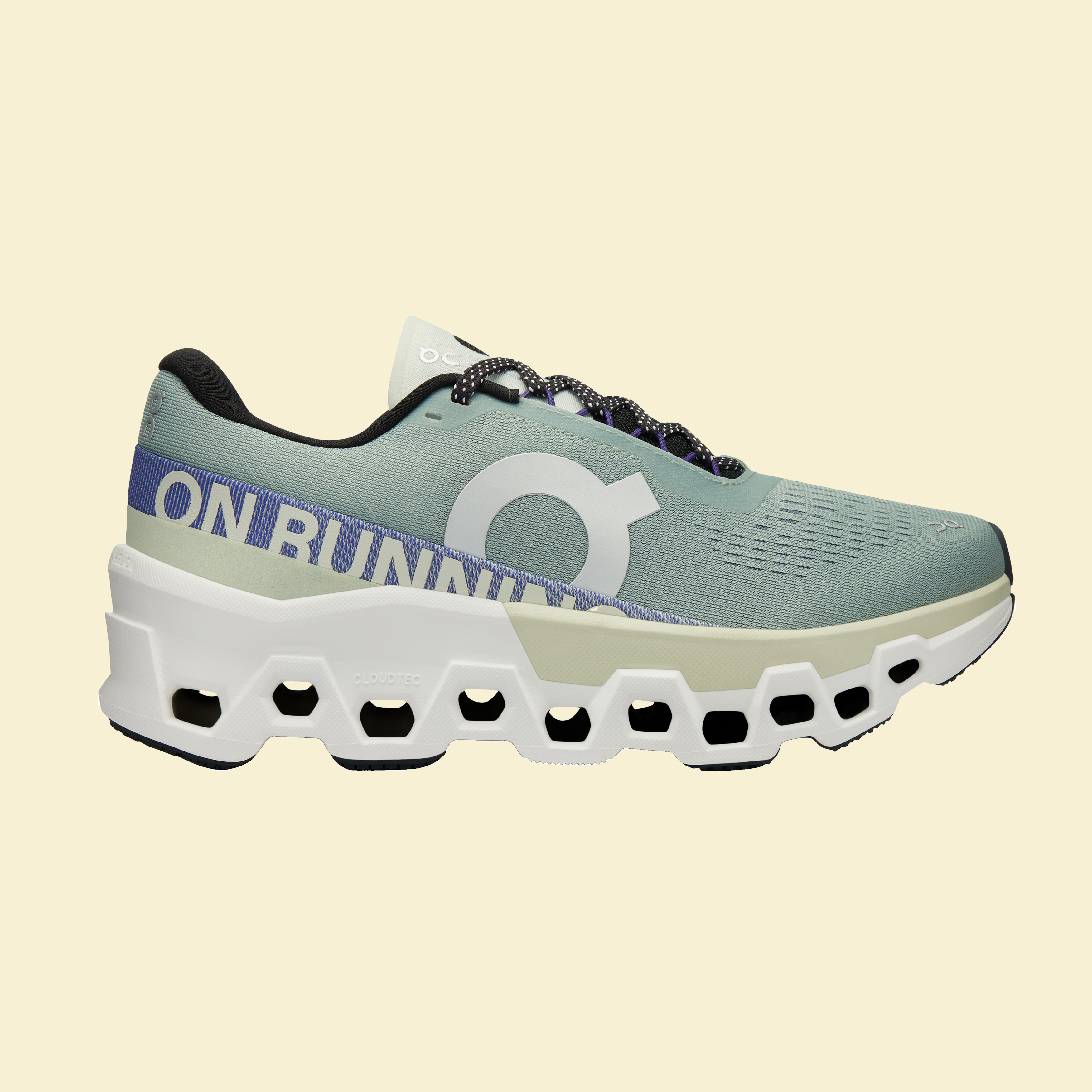 Side view of On Running shoe with unique sole design, ideal for shoppers seeking performance footwear