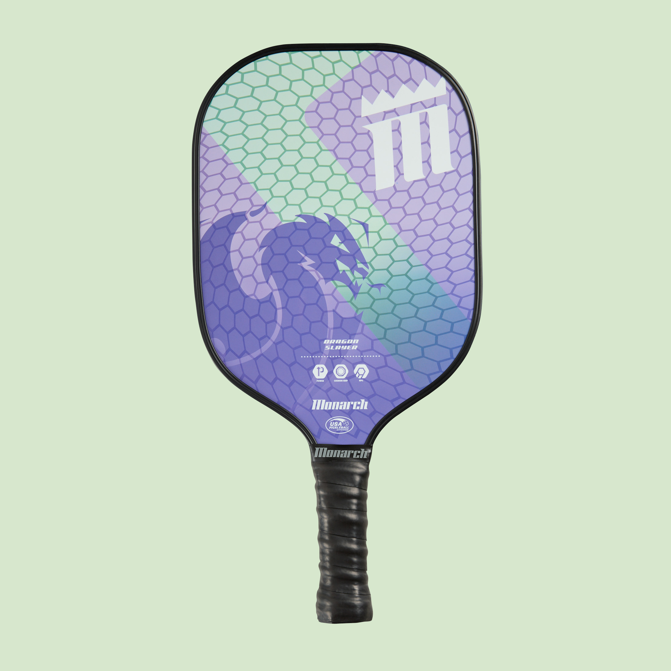 Pickleball paddle with a snake design, from the brand Huemn