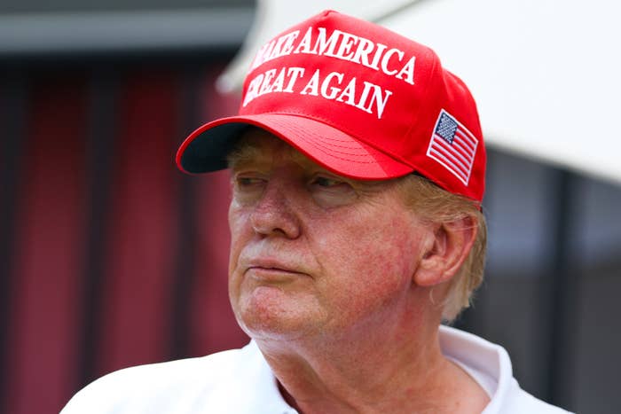 Closeup of Donald Trump wearing a &quot;Make America Great Again&quot; cap