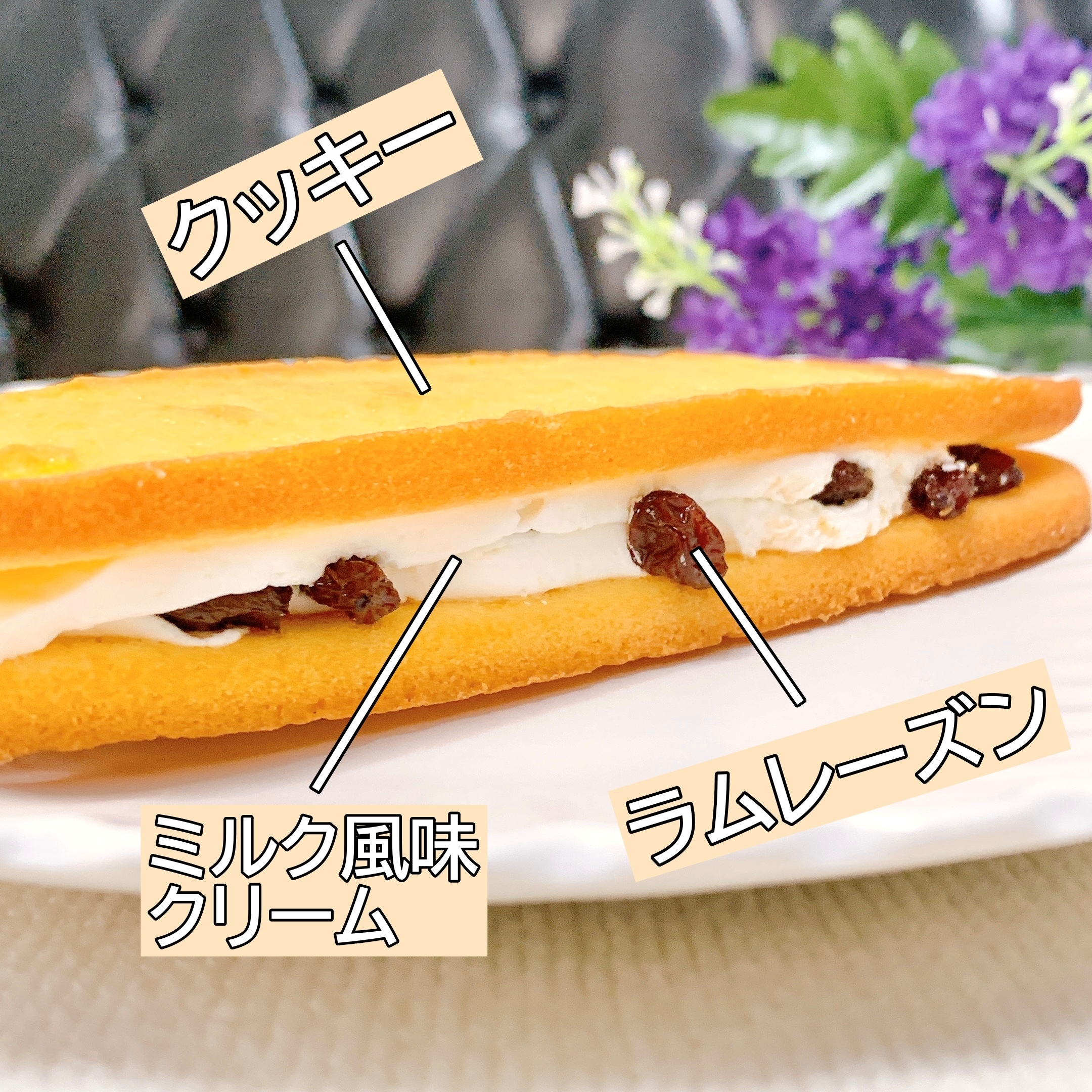 FamilyMart(ファミリーマート)のおすすめのスイーツ「香ばしクッキーサンド レーズン&クリーム」