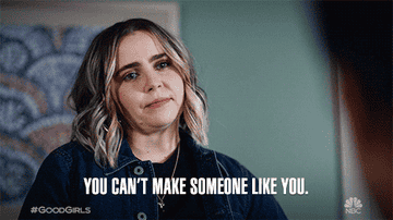 The image displays a GIF of a woman expressing sadness, with the text &quot;You can't make someone like you.&quot;
