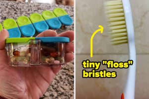 pill organizer and toothbrush