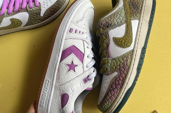 Three different styles of sneakers with star logos, placed side by side