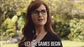 Woman with glasses, smiling. Text overlay: &quot;LET THE GAMES BEGIN #IMPASTOR&quot;
