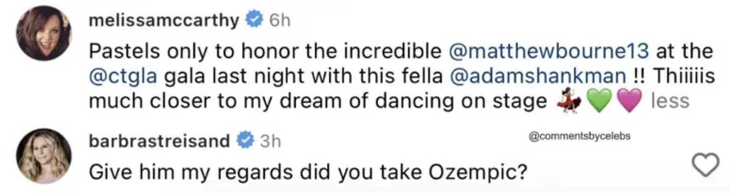 Barbra Streisand's Instagram comment