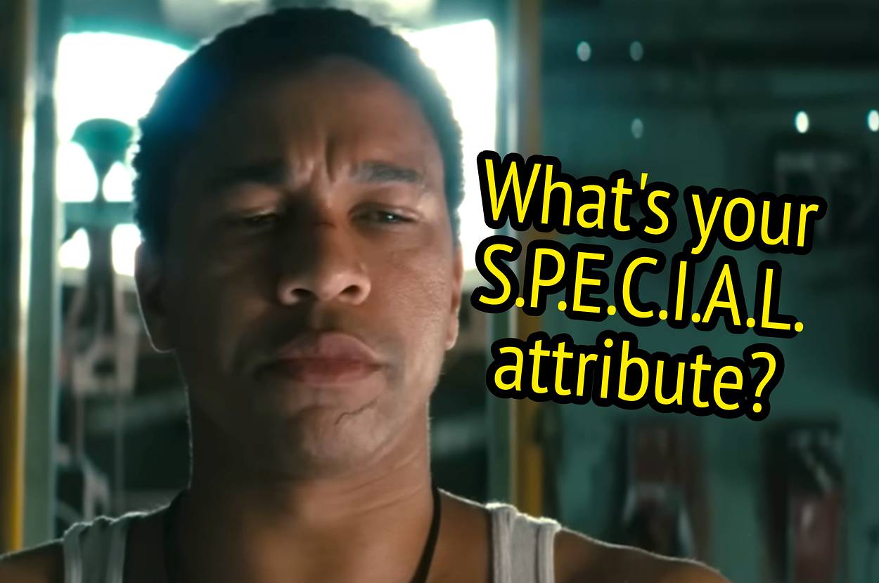 Maximus from "Fallout" looking concerned with the words "What's your S.P.E.C.I.A.L. attribute?"