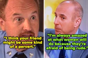 Split-screen of TV show guests with opposing quotes on interpersonal perceptions