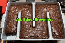 reviewers all edge brownie pan with brownies in it