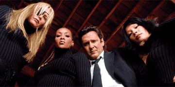 Group of characters from the film &quot;Kill Bill&quot; standing menacingly