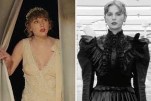 Taylor Swift in her Folklore era versus The Tortures Poets Department era