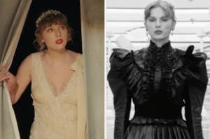 Taylor Swift in her Folklore era versus The Tortures Poets Department era