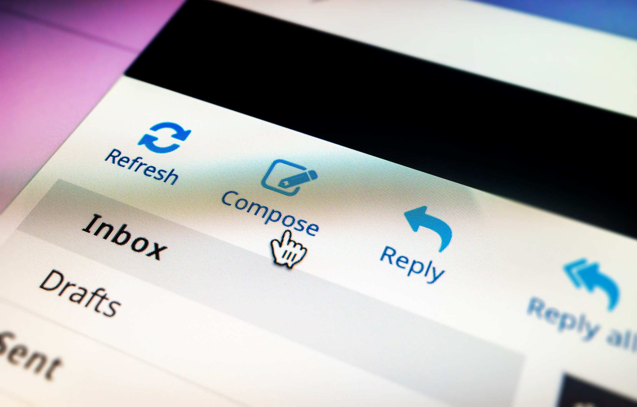 Cursor hovering over &#x27;Compose&#x27; button in an email application&#x27;s toolbar