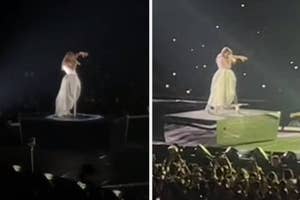 Taylor appearing to float onstage