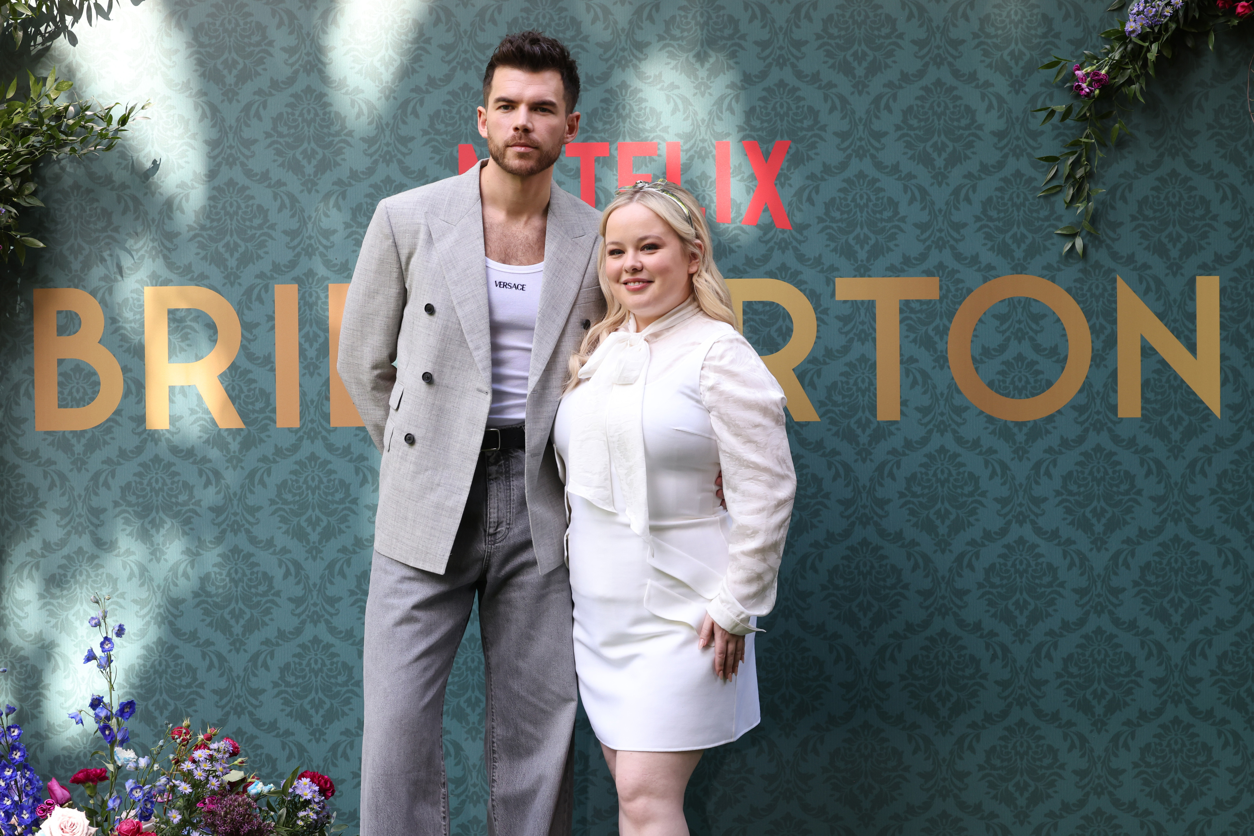 Luke Newton and Nicola Coughlan at a &quot;Bridgerton&quot; premiere