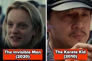Two photos from the "Invisible Man" remake and the "Karate Kid" remake