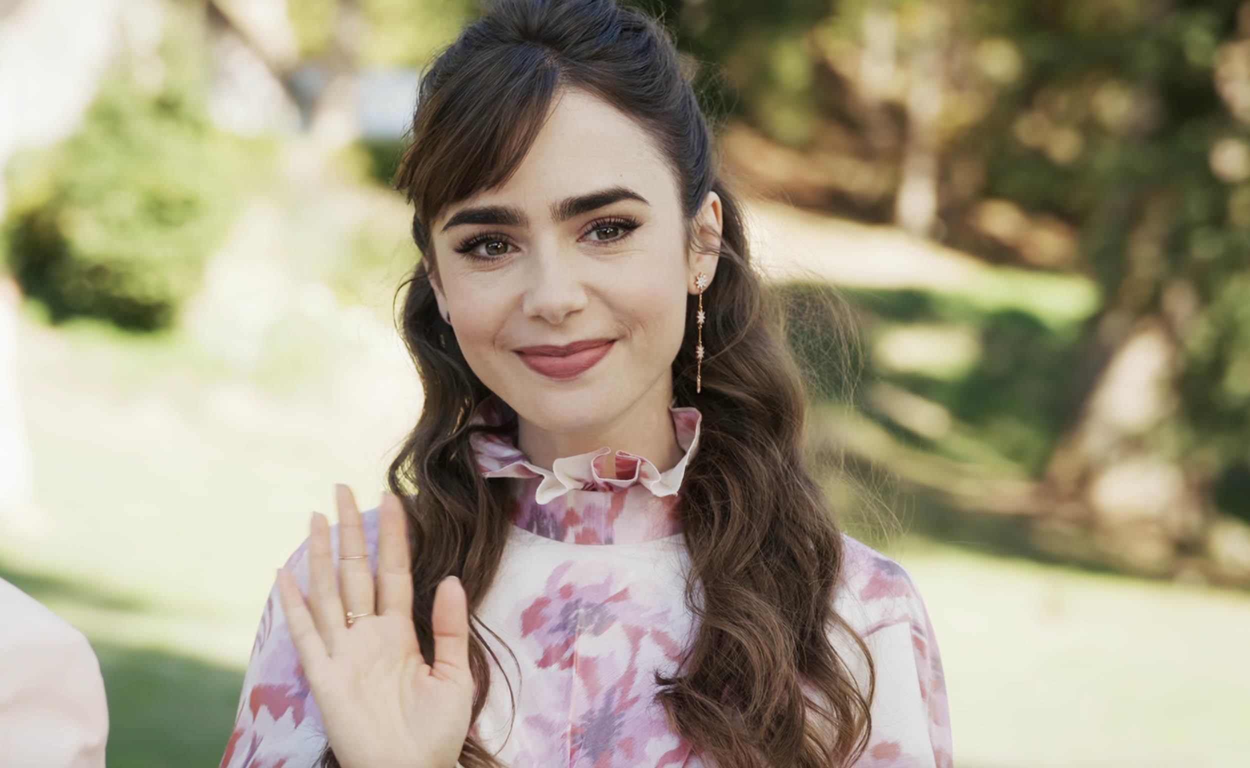 Lily Collins in a still from Emily in Paris
