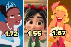 Tiana, Vanellope y Charlotte de Disney con diferentes relaciones de aspecto en sus imágenes