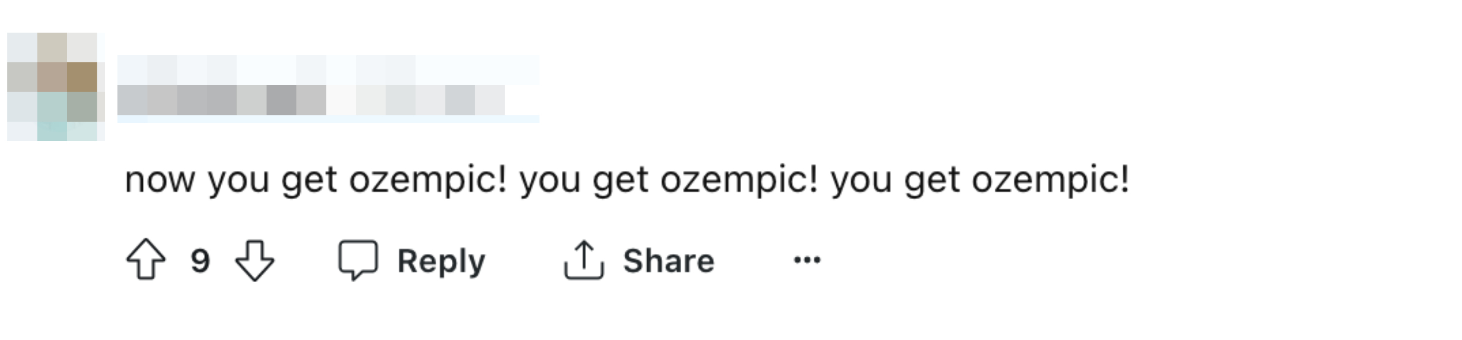 Commenter expresses excitement, parodying a giveaway, about the medication Ozempic