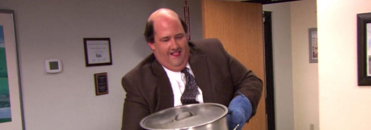 Kevin from The Office spills a pot of chili on the office floor