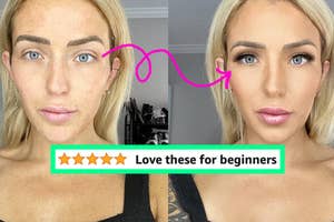 reviewer before and after applying magnetic lashes